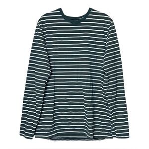 Wings + Horns Green Stripe Long Sleeve Tee 100% Cotton Mens Medium Canada